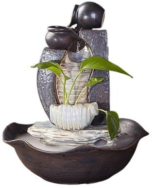 Xumh2024-3 Fontana da Interni Feng Shui Fontana d'Acqua in Ceramica for Ufficio e Soggiorno, silenziosa, Feng Shui, Portafortuna, Ornamenti da Tavolo Home Fontana