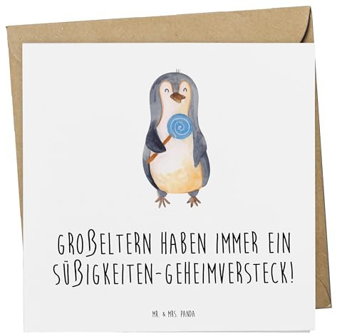 Mr. & Mrs. Panda Grußkarte Großeltern Süßigkeiten - Geschenk, Generationen, Geheimversteck, einzigartige Designs, Enkelkinder, Weisheit, Geschenke, anlasskarte, faltkarte, doppelkarte, Jubiläen
