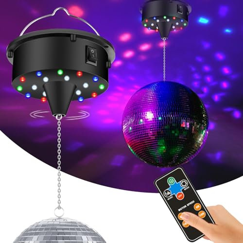 YCCOKJJ Erweiterte Disco Drehmotor Spiegelkugel Motor Geschwindigkeit Einstellbare 5/8/10/15 U/min, Kann Aufhängen 6-15 Zoll Disco Kugel Erstellen für Eine Tolle Partystimmung im Discostil(Ohne Kugel)
