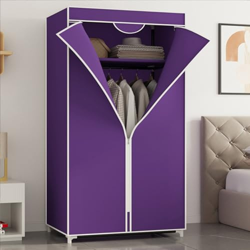 HVDBEYASA Schlafzimmerschrank Faltbarer Kleiderschrank Stoffschrank Faltschrank mit Kleiderstange Stoffschrank Stabil Camping Kleiderschrank Offener Kleiderschrank System(Purple)