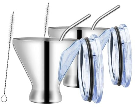 JISADER 2 pezzi di vino in acciaio inossidabile bicchiere di bicchieri martini moderni tazze da bere per forniture per feste in campeggio eventi da pranzo a, Luce Dello Specchio