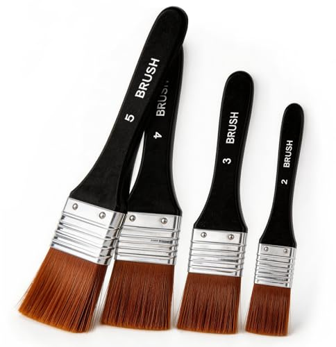 4PCS Wide Flat Paint Brushes Acrylic Paint Brushes Set,Professional Grade Flat Bristle Nylon BrushOil Paint Flat Paint Brush,For Applying Acrylic Paints Oil Paints Watercolor. (4, black)