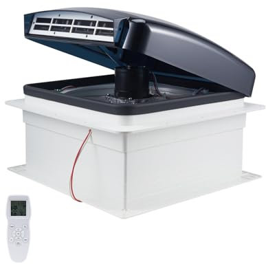 VEVOR Ventilateur de Toit pour Camping-car Réversible 10 Vitesses 12 V, avec Télécommande, Protection Contre Pluie, Couvercle Supérieur Électrique, Pale 30,5 cm, pour Ouvertures de Toit 35,6x35,6 cm