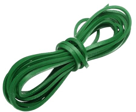 sourcing map Cordoncino Piatto in Pelle, 3,3 Yard (3 m) Cordoncino in Pelle 3mm Strisce Lacci per Creazioni Fai da Te Braccialetti Cinghia Borsa, Verde Scuro