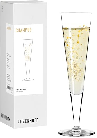 RITZENHOFF 8191010 Champagnerglas 200 ml - Serie Astro - Motiv Sternzeichen Skorpion mit Echt-Gold, Made in Germany