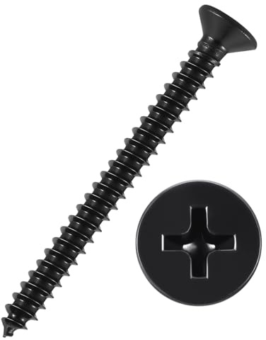 Kozelo 80pcs Phillips Flat Head Wood Screws - [ST3x30mm] Carbon Steel Countersunk Self Tapping Screws for Furniture Assembly, Interior Trim, Outdoor Construction, Black | Flat Head Countersunk Self Tapping Screws for Furniture Assembly, Interior Trim, Outdoor Construction