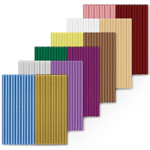 Einfa Multi-glitzer Heißklebestifte - 72 Pack Heißklebestifte 7mm x 100mm für Reparaturen Verzierungen - 12 Multicolour Glitzer Heißklebepistole Hot Glue Sticks für DIY Urlaub Party Favors