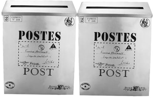 DIYEAH 2pcs Retro Letter Box Wall Mounted Mailboxes for Outdoor House Iron Mailbox