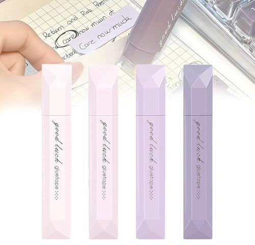 Doppelseitiges Klebeband Stift, 4 Stück Doppelseitiges Klebeband Roller Stift, Kleberoller Stifts, Scrapbook Zubehör Klebestift zum Basteln Fotoalbum Fotoalben, Karten, Basteln, Tagebuch (A Lila)