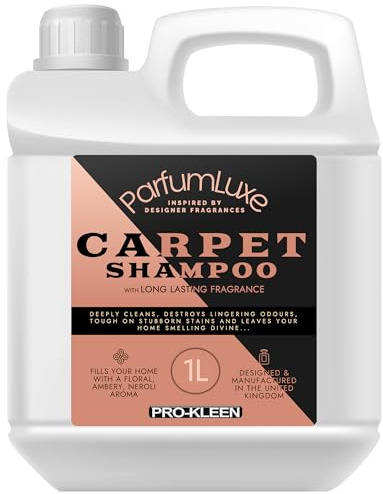 Pro-Kleen Parfum Luxe Carpet Shampoo 1L - Deeply Cleans, Removes Stains, Deodorises - Inspired by Designer Fragrance - Leaves a Long-Lasting Floral, Amber & Neroli Aroma Fragrance