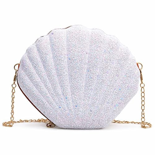 GWAWG Muschel Tasche Damen, Glitzer Meerjungfrau Handtasche mit Kette, Pailletten Karneval Bag für Meerjungfrauen Kostüm Damen, Karneval Kostüm Accessoires für Fasching Halloween Mottoparty