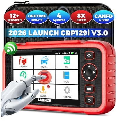 LAUNCH OBD2 Scanner Diagnostic Tool CRP129i V3.0, 4+System Vehicle Diagnostic Tool ENG/ABS/SRS/AT for Vehicles, 12+Reset ABS/TPMS/Oil/EPB/SAS/BMS/AF/Injector/Throttle Valve etc Reset
