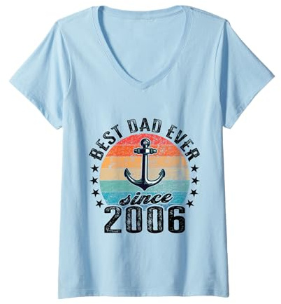 Femme Meilleur Papa du Monde - sans Blague - Papa Depuis 2006 T-Shirt avec Col en V