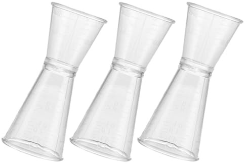 HEALEEP Kit de 3 Vasos Medidores de Plástico Doble Jigger para Medir Onzas en Coctelería y Uso en Barra de Bebidas Reutilizable