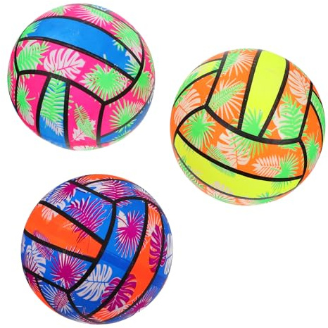 MOLUCKFU Lot de 3 Ballons de Volley-Ball Gonflables PVC 22cm pour Plage | Motif Volley-Ball, Usage Piscine, Portables, Faciles à Gonfler, Garçon et Filles Adultes