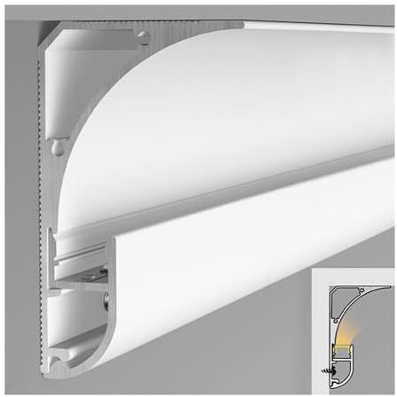 Canal de iluminación LED Cove, moldura de corona de aluminio para riel de techo indirecto, perfil de arandela de pared, línea decorativa de zócalo, 1 m