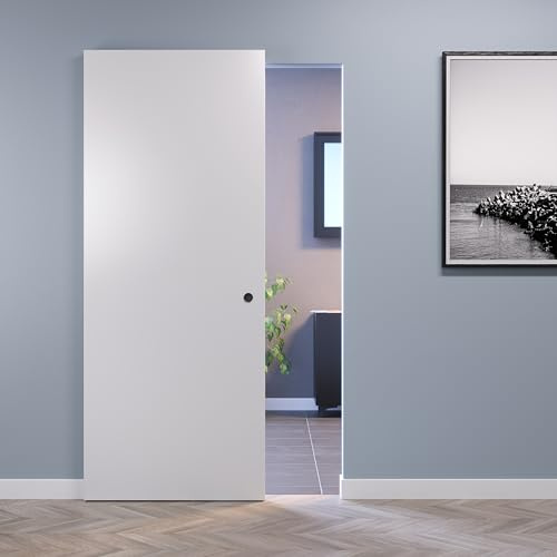 PORTE ITALIANE Porta scorrevole esterno muro fresato con binario invisibile MAGICAL 1200 pronta consegna con maniglia Nero Opaco spessore 44 mm (80 x 220 cm, MANIGLIA QUADRA ARGENTO)