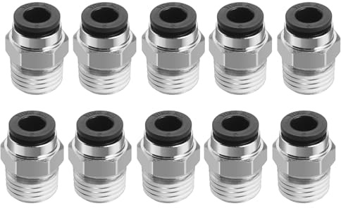 Heschen Conexiones rápidas PC6-02 6mm Push In Joint Thread Male 1/4 Conector neumático Quick Fittings 10 piezas