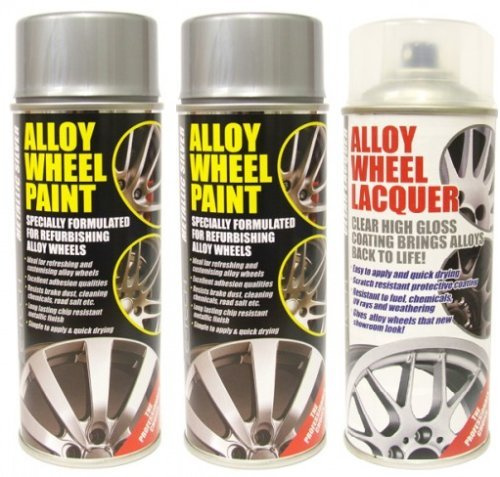 2 x Metallic Silver Alloy Wheel Paint and 1 x Lacquer Kit