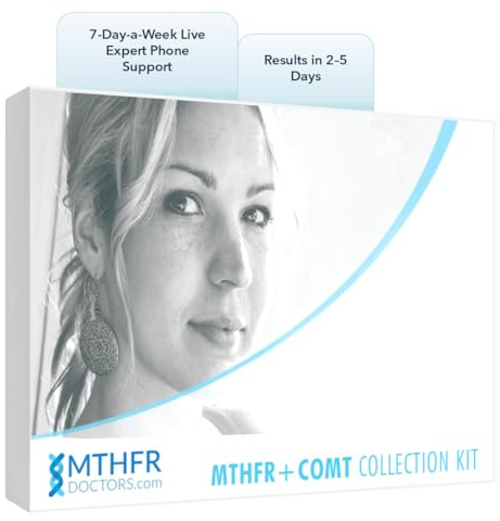 MTHFR+COMT Methylation Genes Test Kit. 1-on-1 Live Expert Support by Phone 7 Days A Week. Includes C677T, A1298C & V158M Variants for Methylation and Wellness Analysis. Results in 2-5 Days. Ages 0+