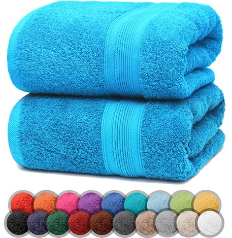 NatureMark 2er Pack DUSCHTÜCHER Premium Qualität 70x140cm DUSCHTUCH Dusch-Handtuch Doppelpack Farbe: Türkis