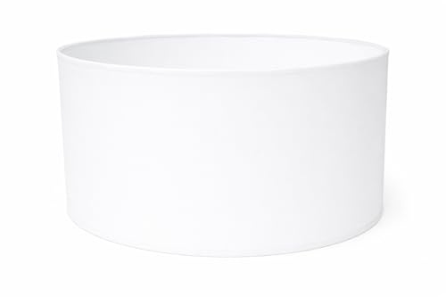 Zylinder Lampenschirm Baumwolle Stoff handgefertigt für Deckenleuchte, Tischleuchte, Stehlampe (Weiß, 40 cm Durchmesser 20 cm Höhe)