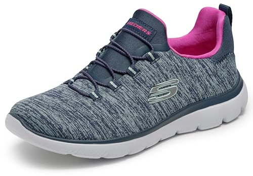 Skechers Mujer Summits Quick Getaway Zapatillas, Navy Hot Pink, 38 EU