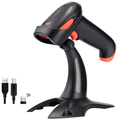 Tera Wireless 2D QR Barcode Scanner with Stand, 3 in 1 Compatible with Bluetooth & 2.4GHz Wireless & USB Wired Barcode Reader Handheld Bar Code Reader HW0001