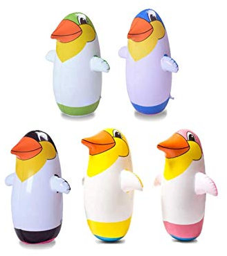 Hanwuo Aufblasbarer Pinguin-Becher Kinder, aufblasbarer Tierballon, pädagogisches Spielzeug, Outdoor-Spaß, Sport, 22 cm