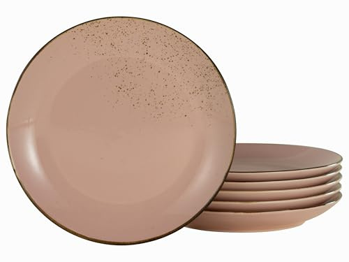 Creatable, 21968, Serie NATURE COLLECTION, Rosé, 6-teiliges Geschirrset, Speiseteller aus Steinzeug, spülmaschinen-und mikrowellengeeignet, Qualitätsproduktion