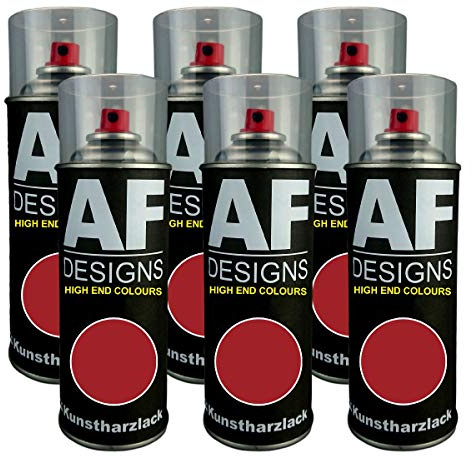 Alex Flittner Designs 6X Plástico Revestimiento Pintura en Espray Laca Colorida Lata de Aerosol RAL3001 Rojo Señal Brillante Mate - RAL3001 Rojo Señal Brillante