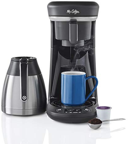 Mr. Coffee Coffee Maker, Programmable Coffee Machine for Single Serve or Carafe Coffee, 10 Cups, Black