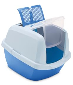 Imac Maddy Junior Lettiera Gatto chiusa Lettiera per Gatti con Filtro e Paletta 57x43x41h cm (Blu)