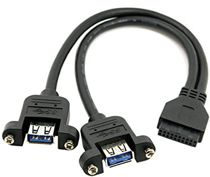 chenyang 2 Ports USB 3.0 Buchse auf Motherboard 20Pin Stecker Kabel für Frontplatte Schraubmontage Typ 30cm