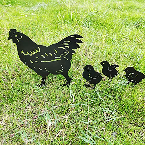 Deco Jardin Exterieur Metal, Poulet Yard Art Statues Métalliques, Décoration Pelouse Chemin Trottoir - Style Rétro Européen