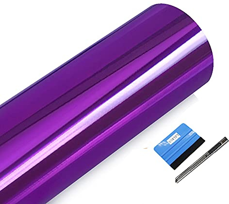 NewL Pellicola adesiva in vinile lucida a specchio, colore viola, senza bolle, fai da te, per auto, bici, motore, carrozzeria, pellicola autoadesiva (30 cm x 150 cm)