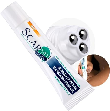 ScarMD Silicone Scar Gel with Ball Applicator - 15g - Scar Cream, Scar Removal for Acne, Surgery, C-Section & Stretch Marks - Natural Occurring Silicones & Vitamin E Scar Treatment, Scar Removal Cream