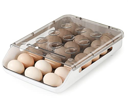 Huevo Contenedor Apilable Bandeja de Huevos Envase Huevos con Tapa Contenedor de Almacenamiento de Huevos Organizador del Refrigerador para Congelador Restaurante Senderismo Picnic(Gris)