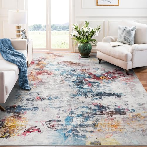Taleta GRAFFIT Washable Rugs for Living Room Modern Abstract Area Rug Large Non Slip Colorful Soft Short Pile Carpet for Bedroom Home Decor (Multi, 160x230 cm)