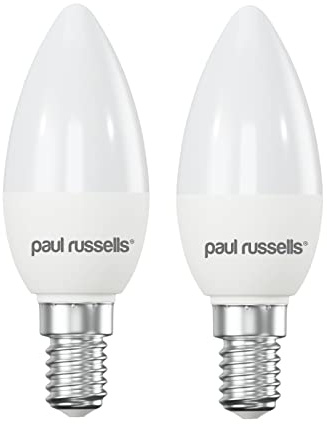 paul russells LED Candle – Small Edison Dimmable Screw Light, 5.5W E14 C37 LED Bulbs, 40w Equivalent, 4000K Cool White/Natural White, Dimmer SES Energy Saving Ceiling Lightsbulbs, Pack of 2