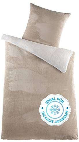 Kuscheli® - Winter Plüsch Bettwäsche 155x220 Wendebettwäsche Cashmere Touch Coral Fleece Bettbezug Kissenbezug