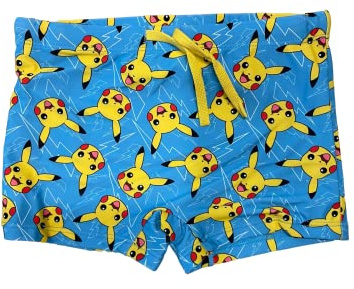 Fashion UK Costume Pokémon Officiel modèle Pikachu Squirtle. Boxer Mer en Polyester. Short de mer coloré pour Enfant.