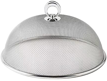 JISADER Abdeckhauben für Lebensmittel Edelstahl, Rund Obst Fliegenhaube Langlebig, Abdeckung Teller Fliegen, Runde Lebensmittel Abdeckung für Küche Camping Picknicks Partys Grillen, Silber, 30CM