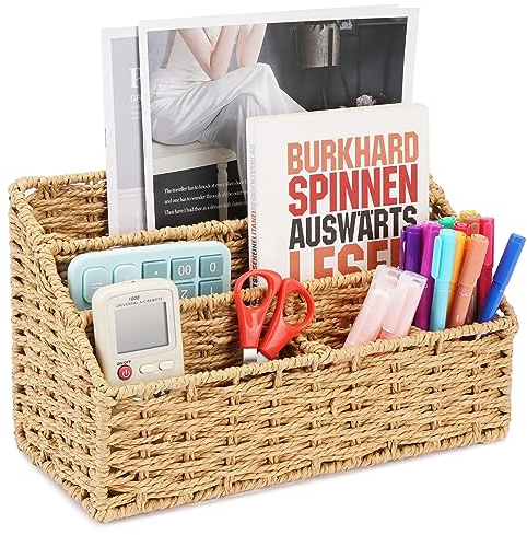 Oranwell Gewebter Post-Organizer für Schreibtisch-Arbeitsplatte, Briefhalter, Aufbewahrungskorb für Desktop-Theke, Brief-Rechnungen, Aktenumschlag, Briefhalter, Organizer, Sortierkorb für