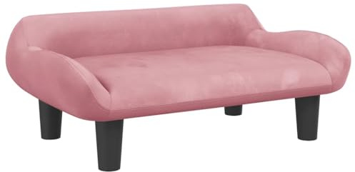 vidaXL Cama para Perros de Terciopelo Rosa 70x40x24 cm, sofá para Perros, Cama para Cachorros, Asiento para Perros, sofá para Mascota