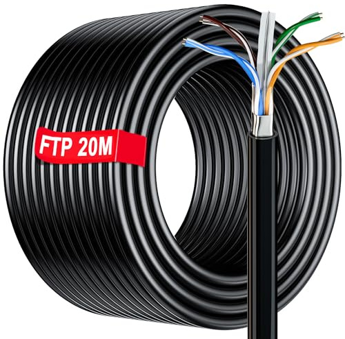Cavo Ethernet Cat6 da 20m RJ45 Cavo,Cavo di Rete LAN Cat 6 FTP Schermato ad | Alta Velocità Per Connessione Internet Veloce Gigabit–23AWG Cavo Patch 20 Metri Esterni Interni Resistente Alle Intemperie