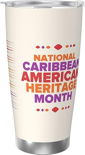 Melbrakin Bicchiere da caffè con isolamento sottovuoto in acciaio inossidabile del mese del patrimonio caraibico americano 93, tazze da caffè da 20 once, tazza da acqua