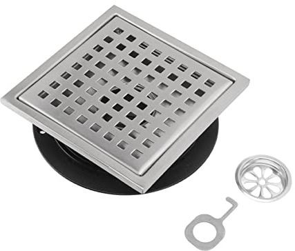 FUDGIO Quadratischer Bodenablauf mit Abnehmbarer Abdeckung, Gitterrost, Bodenablauf, quadratischer Dusch-Kupfer-Bodenablauf for Badezimmer und Zuhause