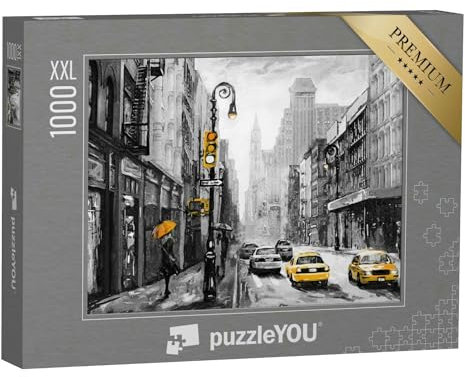 Puzzle 1000 Teile XXL „Ölgemälde auf Leinwand, Straßenansicht von New York“ – aus der Puzzle-Kollektion Kunst & Fantasy