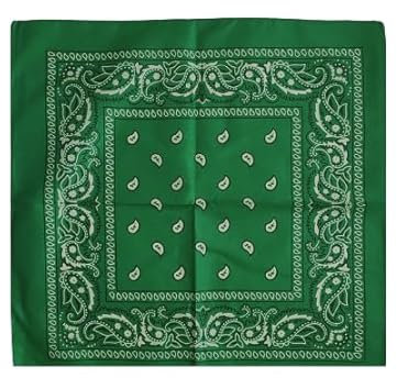 OUTLETISSIMO® KVADRATA GRÖN BANDANA 100 % BOMULL PAISLEY PIRAT FAST SPORTHJÄLM, Grön, one size